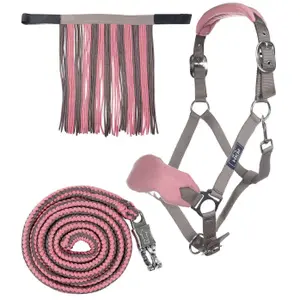 Horse Headcollar with Lead Rope and Fly Fringe HKM image-0
