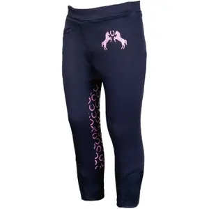 Leggings da equitazione mid grip da bambina HKM Pink Pony image-0