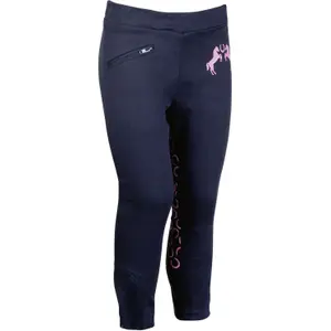 Leggings da equitazione mid grip da bambina HKM Pink Pony image-1