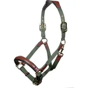 Leather and Nylon Headcollar for Horse HKM Luna image-0