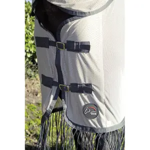Cobertura anti-moscas para cavalo com capa de pescoço removível à prova de rasgos HKM Fringes- Style image-1