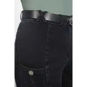 Women's Full Grip Silicone Riding Trousers HKM Harbour Island Denim image-3