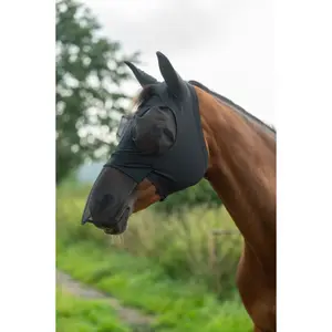 Elastischer Fliegenmaske für Pferde mit Nasenschutz HKM image-1