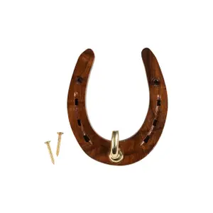 Houten en messing hoefijzerhaak HKM image-0
