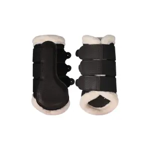 Gesloten peesbeschermers voor paard met bont HKM Comfort Premium Mesh image-0