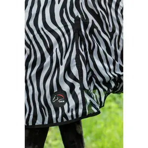 Derka na muchy dla konia z osłoną na szyję i paskiem brzusznym HKM Zebra image-4