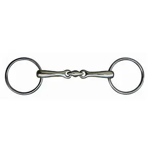 Double jointed snaffle bit for horse in stainless steel HKM 14 mm image-0