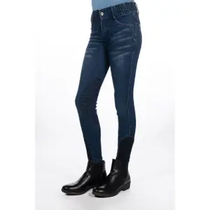 Pantalón de equitación Full Grip infantil HKM Kids Aymee Denim image-1