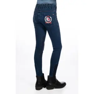 Pantalón de equitación Full Grip infantil HKM Kids Aymee Denim image-2