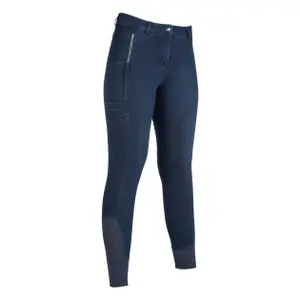 Dámské kalhoty na ježdění s gripem HKM Selection Aruba Denim