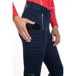 Dámské kalhoty na ježdění s gripem HKM Selection Aruba Denim image-4