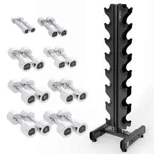 Chromierte Hanteln mit Halterung STR36 HMS CHD (x8)