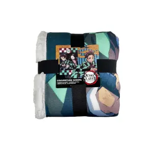 Plaid sherpa per bambini Homadict Demon Slayer Tanjiro & Nezuko Buste image-1