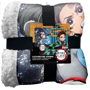 Kids' sherpa blanket Homadict Demon Slayer Tanjiro Blue Costum image-1