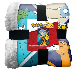 Kids' sherpa blanket Homadict Pokemon Starter Primary Evo image-1