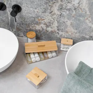 Storage Box for Make-up Remover Discs with Bamboo Lid Homely image-3