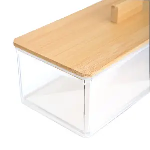 Rectangular Storage and Organization Box with Bamboo Lid Homely image-3