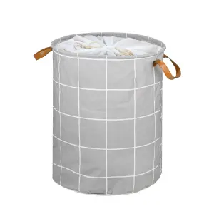 Foldable Checkered Laundry Basket with Handles Homely image-1