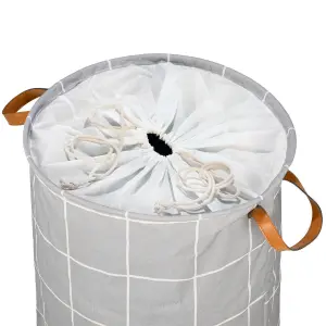 Foldable Checkered Laundry Basket with Handles Homely image-2