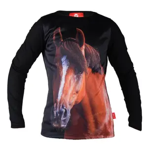 Camiseta de manga larga para niños Red Horse Pixel image-1