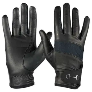 Damskie skórzane i siatkowe rękawice jeździeckie Horze image-2