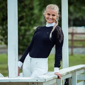 Polo met lange mouwen met kant voor dames Horze Sylvie image-2