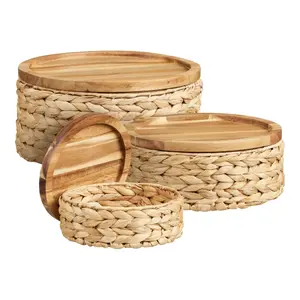 Wooden Storage Basket with Lid House Nordic Botofte (x3) image-2