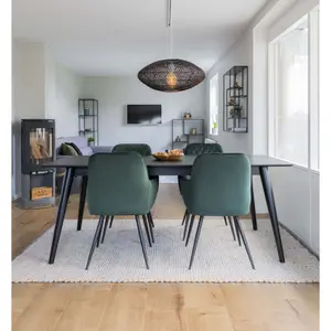 Esszimmerstuhl aus Samt mit schwarzen Beinen House Nordic Harbo image-2