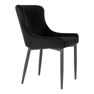 Velvet dining chair with black legs House Nordic Boston image-2