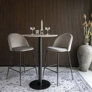 Chaise de bar en velours avec pieds noirs House Nordic Lausanne image-1