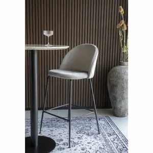 Chaise de bar en velours avec pieds noirs House Nordic Lausanne image-2