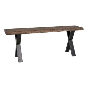 Smoked oiled oak bench with corrugated edge House Nordic Toulon image-1