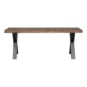 Smoked oiled oak bench with corrugated edge House Nordic Toulon image-0