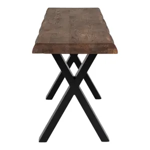 Smoked oiled oak bench with corrugated edge House Nordic Toulon image-2