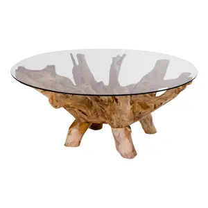 Glass coffee table with wooden legs House Nordic Amazonas image-0