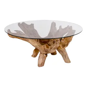 Glass coffee table with wooden legs House Nordic Amazonas image-2