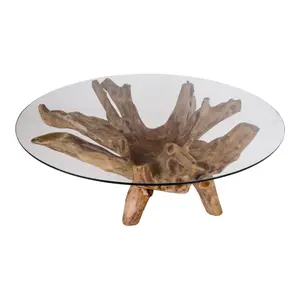 Glass coffee table with wooden legs House Nordic Amazonas image-1