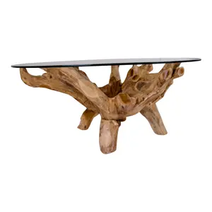 Glass coffee table with wooden legs House Nordic Amazonas image-4