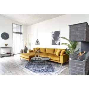 Soffbord i svart pulverlackerat stål med glas House Nordic Venezia image-1