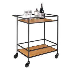 Bar trolley met 2 planken in eiken-look en zwarte poten House Nordic Vita image-3