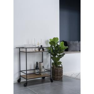 Bar trolley met 2 planken in eiken-look en zwarte poten House Nordic Vita image-4
