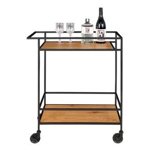 Bar trolley met 2 planken in eiken-look en zwarte poten House Nordic Vita image-2