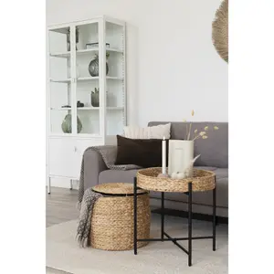 Metal and water hyacinth side table House Nordic Naro image-3