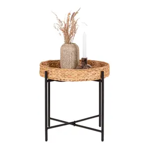 Metal and water hyacinth side table House Nordic Naro image-1