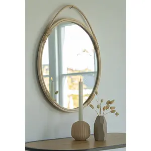 Mirror with round rattan edge House Nordic Malo image-1