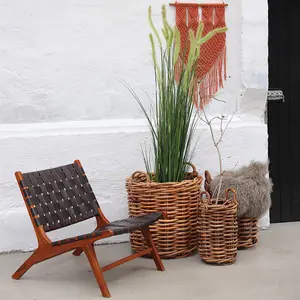 Rattan basket kubu, with handles, round House Nordic Burton image-1
