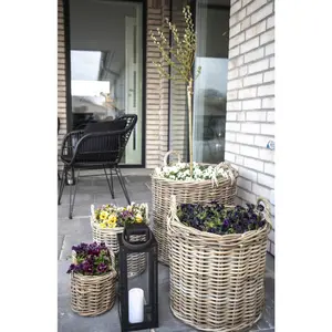 Round Kubu rattan storage basket with handles and plastic interior. House Nordic Caor (x4) image-1