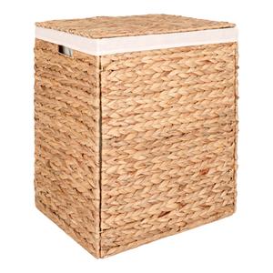 Water hyacinth laundry basket with lid, natural, rectangular, lining included House Nordic Passo image-1