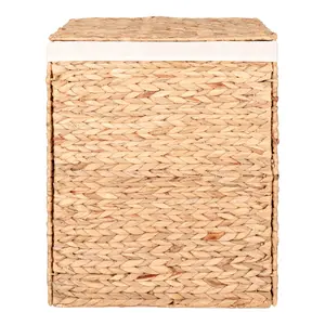 Water hyacinth laundry basket with lid, natural, rectangular, lining included House Nordic Passo
