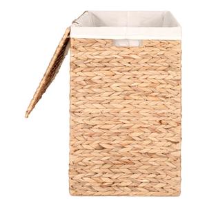 Water hyacinth laundry basket with lid, natural, rectangular, lining included House Nordic Passo image-3